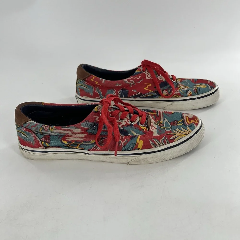 Polo Ralph Lauren Hoffman Fabric Thorton Canvas Boat Sneaker Hawaii Lace Up 10.5